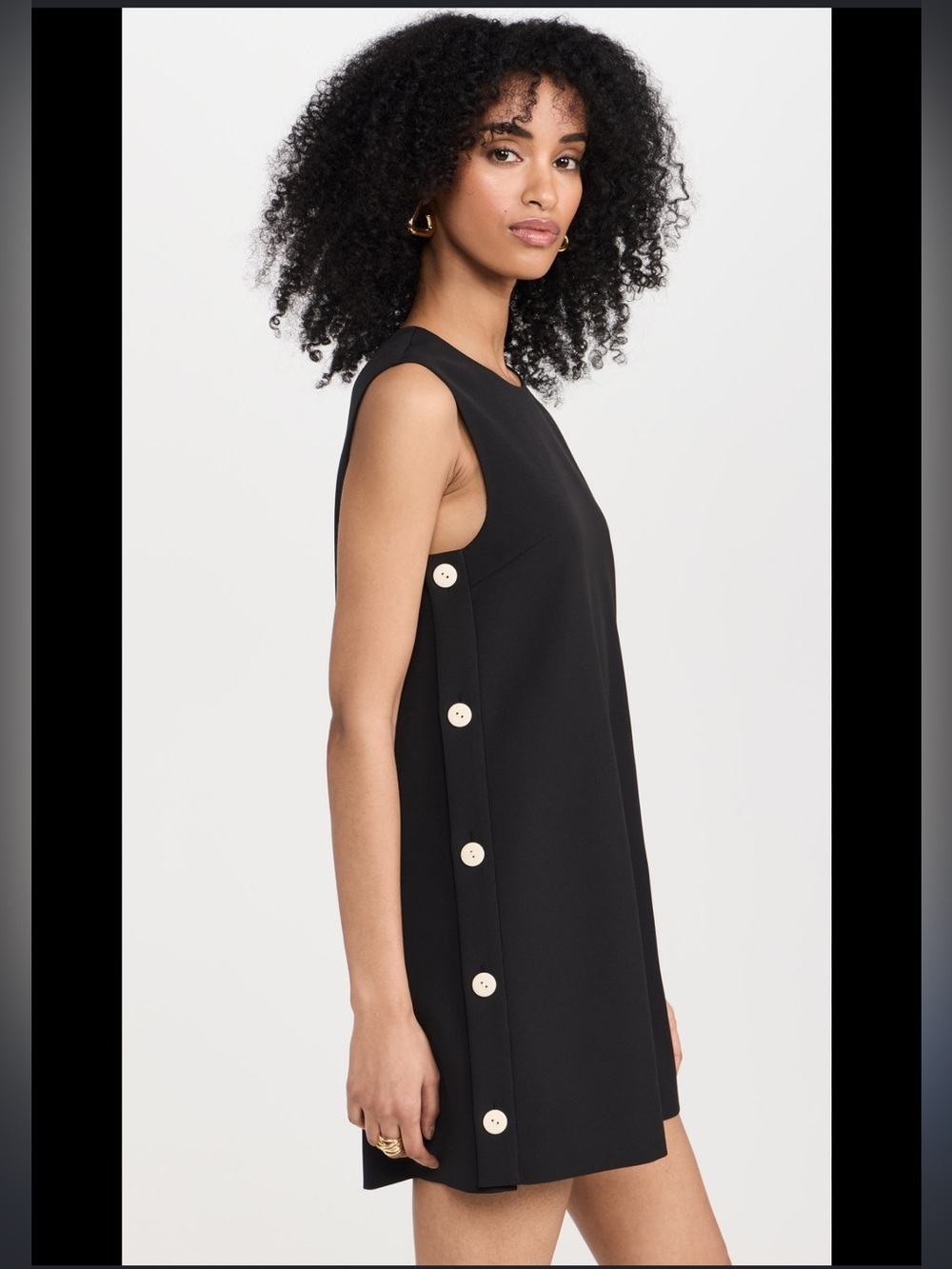 Alexis Black Sleeveless Mini Dress with Side Buttons